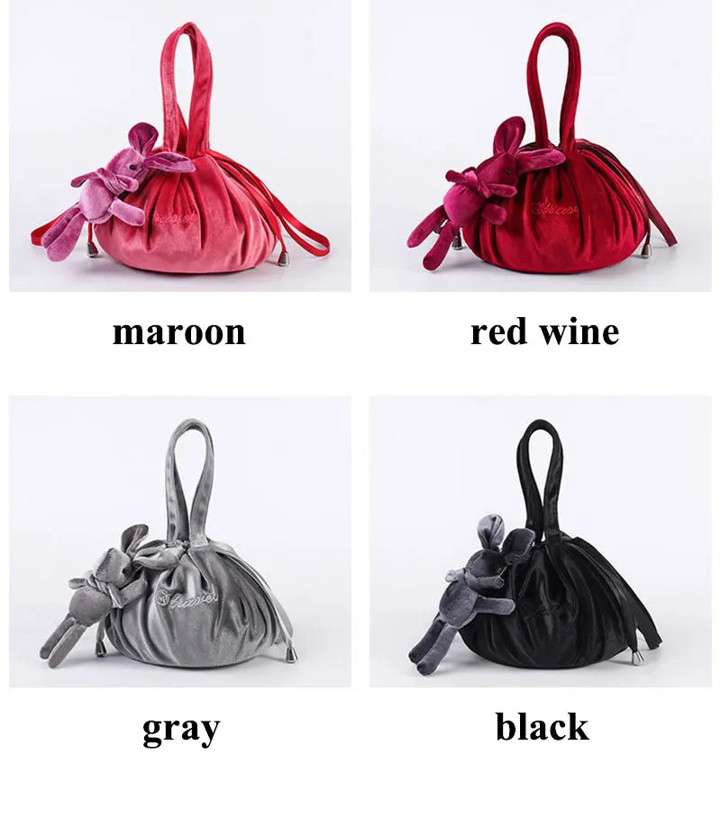 Cosmetic Bag Fashion Round Velvet Makeup Bag Drawstring Travel Make Up Organizer Female Storage Toiletry Kit Case Beauty Pouch