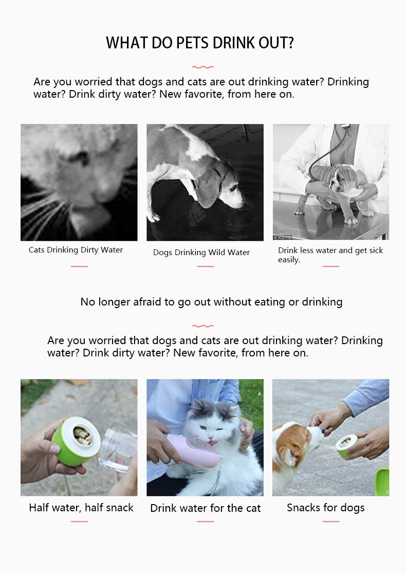 Pet Dog Water Bottle Portable Drinking Water Feeder Bowl Cat Food Feeding For Puppy Outdoor Walking Travel Supplies Pet Products