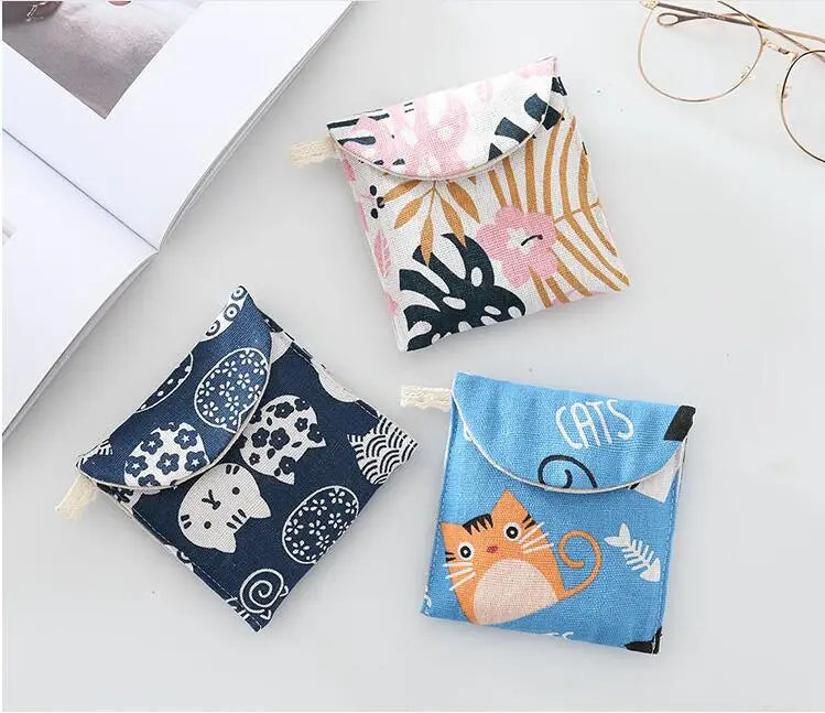 Women Cosmetic Organizer Sanitary Napkin Storage Bag Girls Ladies Cute Coin Card Makeup Storage Pouch Small Cosmetic Bags