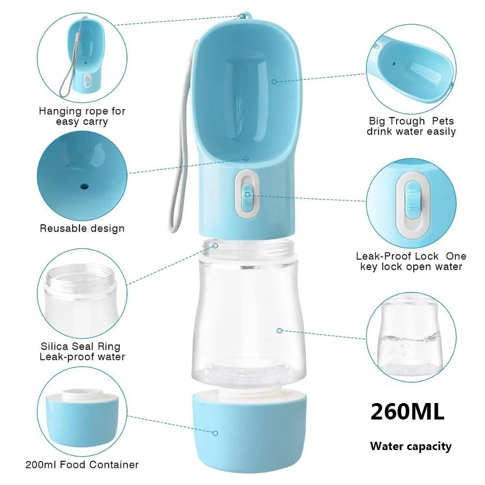 Pet Dog Water Bottle Portable Drinking Water Feeder Bowl Cat Food Feeding For Puppy Outdoor Walking Travel Supplies Pet Products