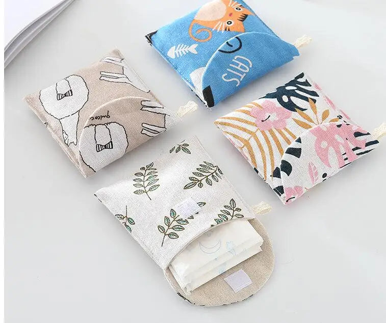 Women Cosmetic Organizer Sanitary Napkin Storage Bag Girls Ladies Cute Coin Card Makeup Storage Pouch Small Cosmetic Bags