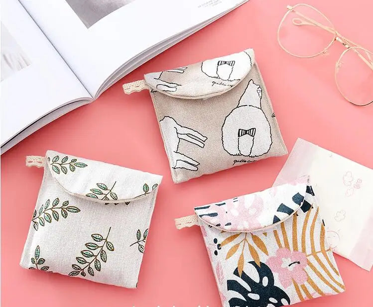 Women Cosmetic Organizer Sanitary Napkin Storage Bag Girls Ladies Cute Coin Card Makeup Storage Pouch Small Cosmetic Bags