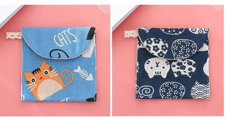 Women Cosmetic Organizer Sanitary Napkin Storage Bag Girls Ladies Cute Coin Card Makeup Storage Pouch Small Cosmetic Bags