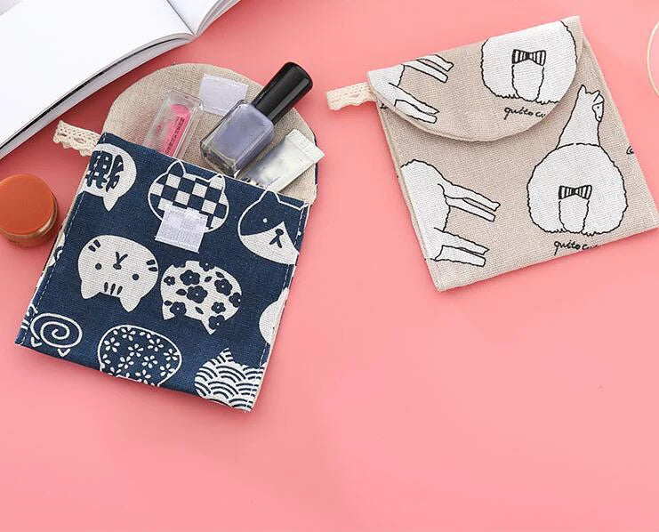 Women Cosmetic Organizer Sanitary Napkin Storage Bag Girls Ladies Cute Coin Card Makeup Storage Pouch Small Cosmetic Bags