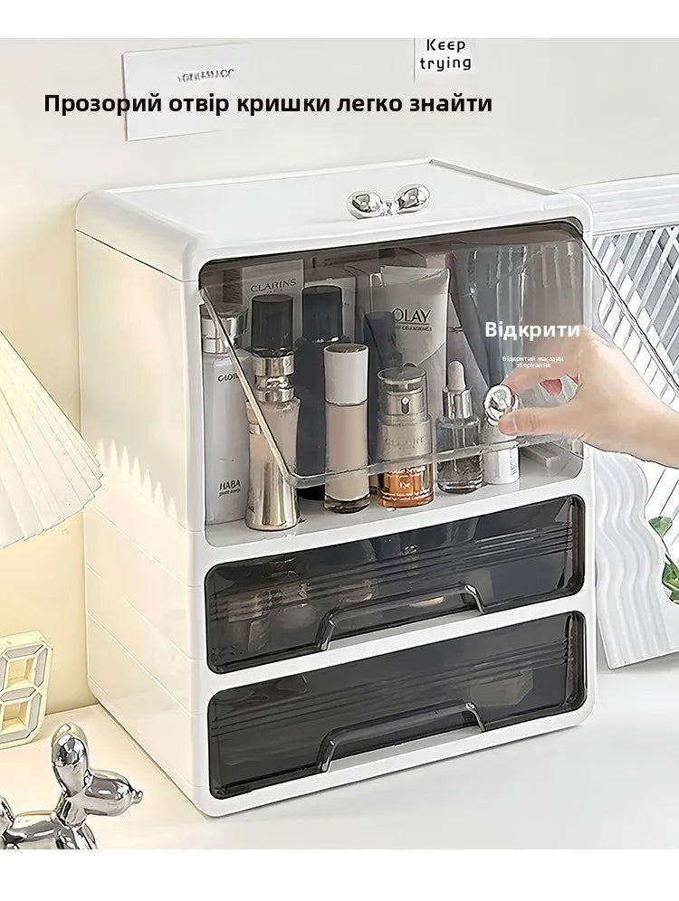 Large Capaci Cosmetic Storage Box Dustproof Desktop Organizer for Skincare Products And Face Masks Transparent Rectangular