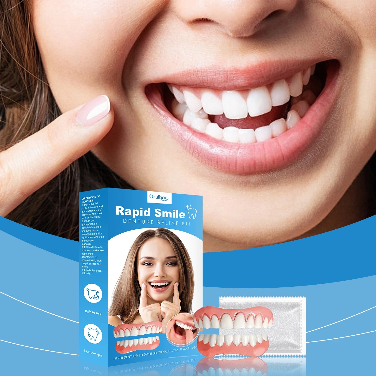 Dental Cosmetic Denture Set - dental beauty set that enhances smile aesthetics, made of comfortable material, cosmetic dentures