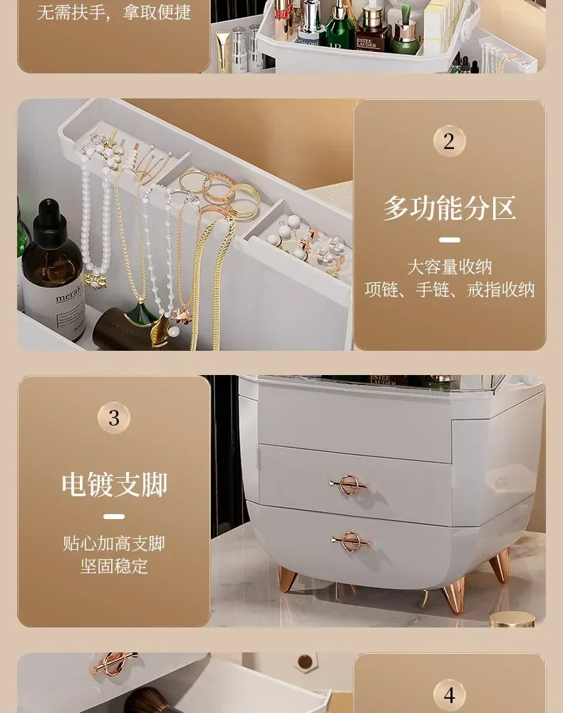Cosmetic Storage Box Makeup Box Large Capacity Dustproof Desktop Drawer Make Up Drawer Container Jewelry Lipstick Boxs Organizer