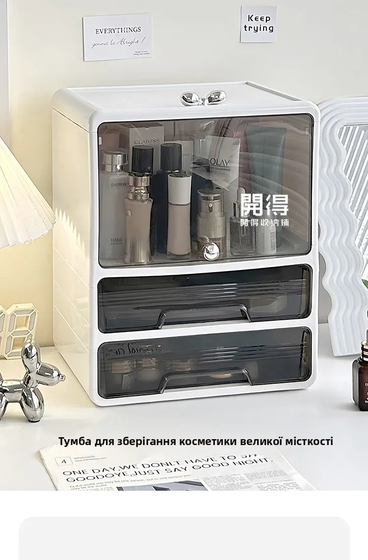 Large Capaci Cosmetic Storage Box Dustproof Desktop Organizer for Skincare Products And Face Masks Transparent Rectangular
