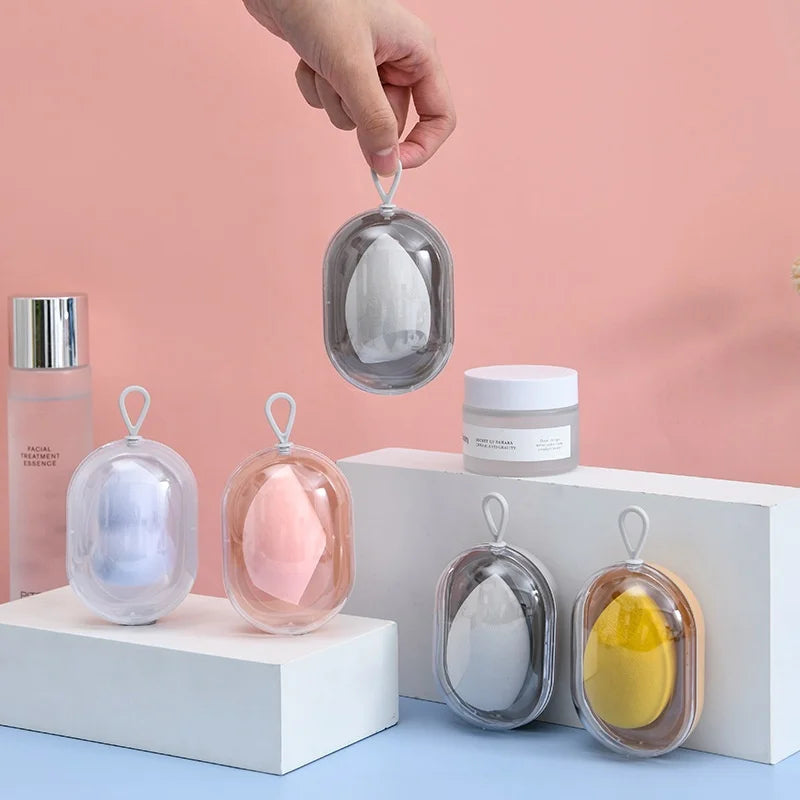 Cosmetic Egg With Storage Box Beauty Sponge Stand Storage Case Dry And Wet Powder Puff Box Blender Puff Case With Make Up Egg