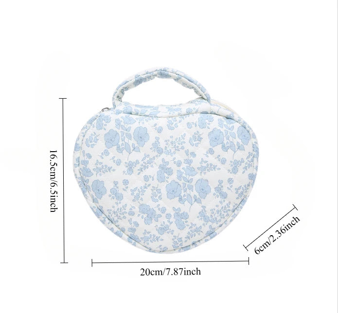 Cosmetic Bag Large Capacity Love Floral Makeup Bag Portable Quilted Quilted Cotton Storage Handbag Travel Portable Toiletry Bags