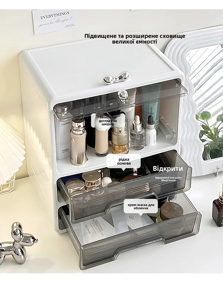 Large Capaci Cosmetic Storage Box Dustproof Desktop Organizer for Skincare Products And Face Masks Transparent Rectangular