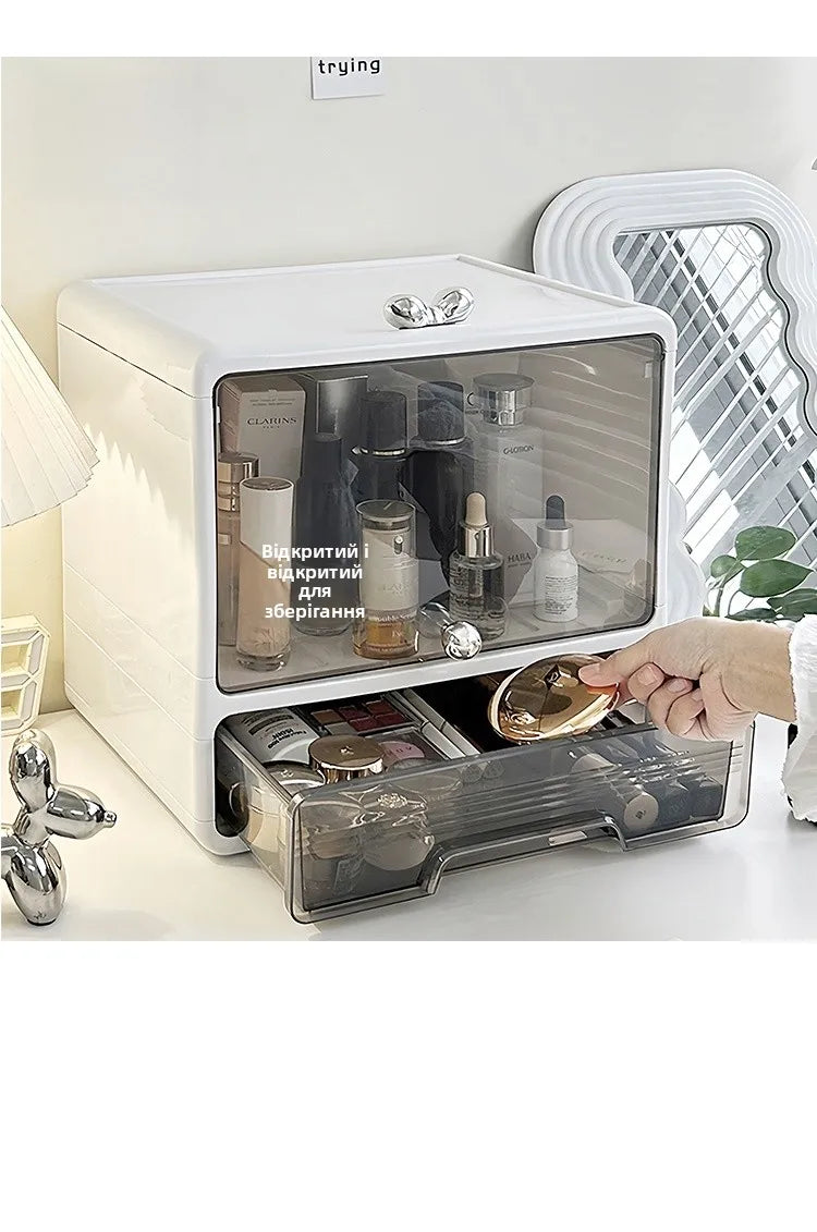 Large Capaci Cosmetic Storage Box Dustproof Desktop Organizer for Skincare Products And Face Masks Transparent Rectangular