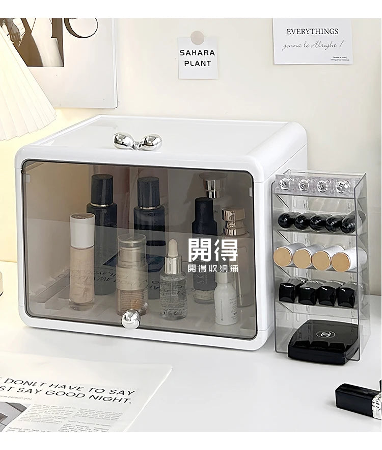 Large Capaci Cosmetic Storage Box Dustproof Desktop Organizer for Skincare Products And Face Masks Transparent Rectangular