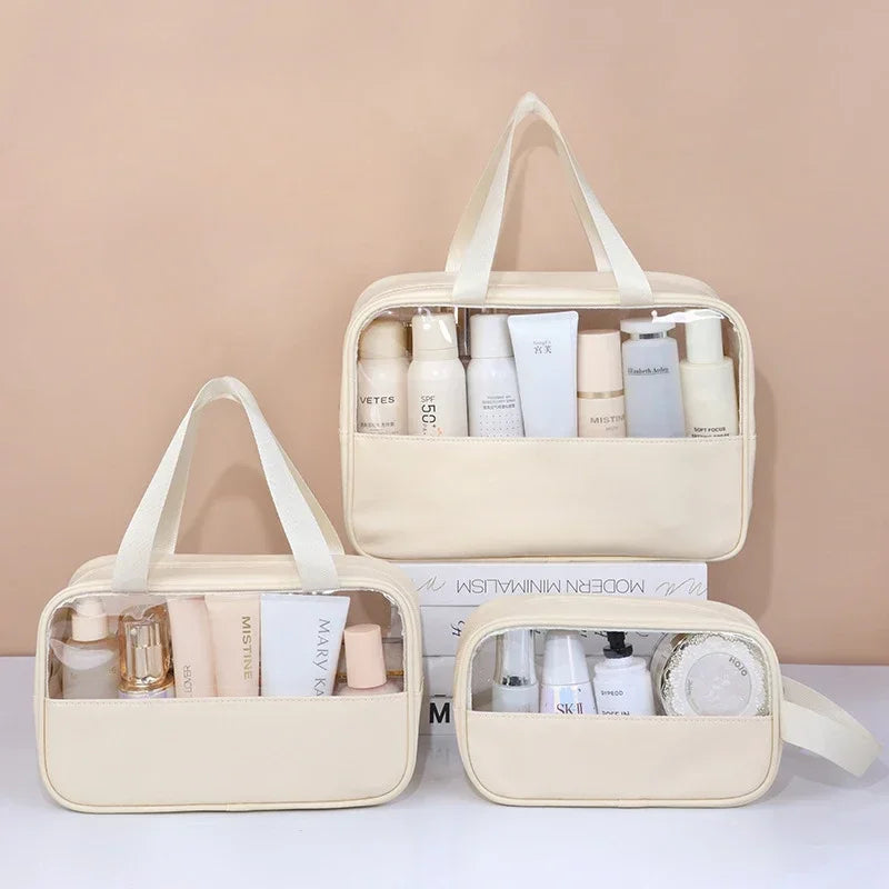 Waterproof Cosmetic Bag Portable Portable Cosmetic Storage Bag Large Capacity Pu Transparent Wash Bag Travel Storage Bag
