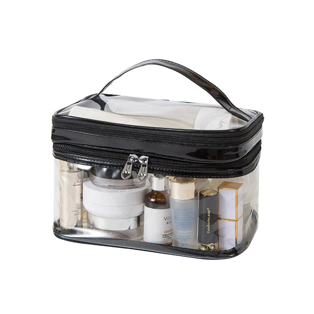 Plastic Transparent Transparent Cosmetic Bag Double-layer Transparent Plastic Cosmetic Bag With Zipper Travel Cosmetic Bag