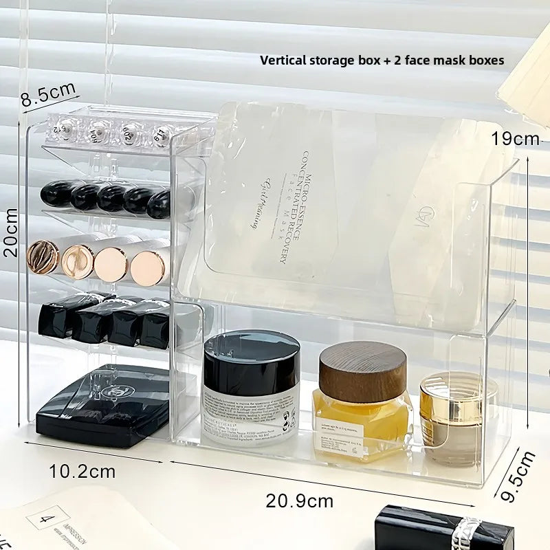 Large Capaci Cosmetic Storage Box Dustproof Desktop Organizer for Skincare Products And Face Masks Transparent Rectangular