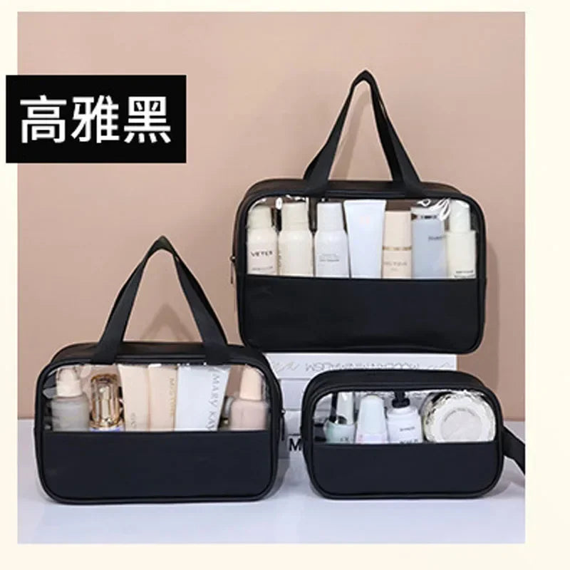 Waterproof Cosmetic Bag Portable Portable Cosmetic Storage Bag Large Capacity Pu Transparent Wash Bag Travel Storage Bag