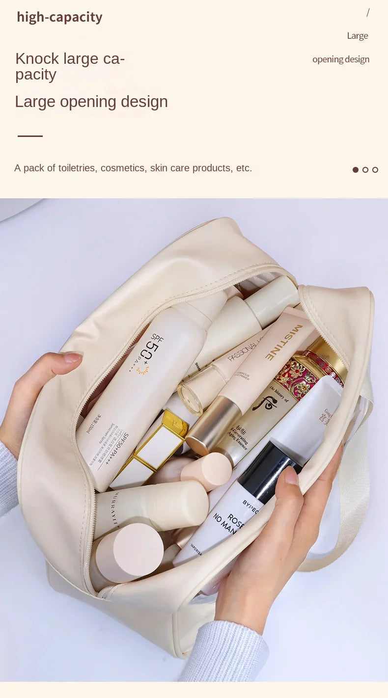 Waterproof Cosmetic Bag Portable Portable Cosmetic Storage Bag Large Capacity Pu Transparent Wash Bag Travel Storage Bag