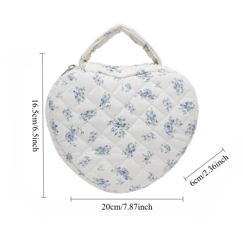 Cosmetic Bag Large Capacity Love Floral Makeup Bag Portable Quilted Quilted Cotton Storage Handbag Travel Portable Toiletry Bags