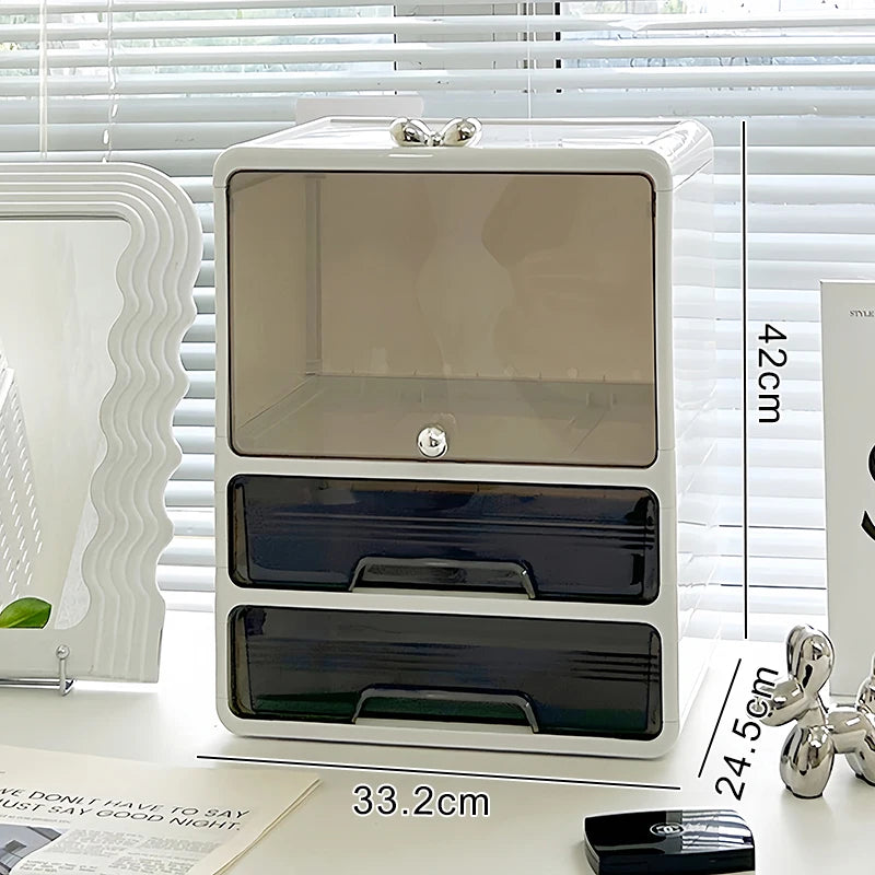 Large Capaci Cosmetic Storage Box Dustproof Desktop Organizer for Skincare Products And Face Masks Transparent Rectangular