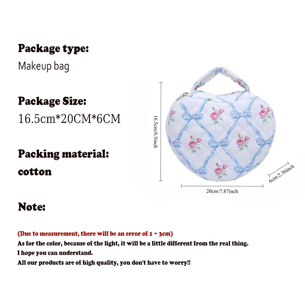 Cosmetic Bag Large Capacity Love Floral Makeup Bag Portable Quilted Quilted Cotton Storage Handbag Travel Portable Toiletry Bags