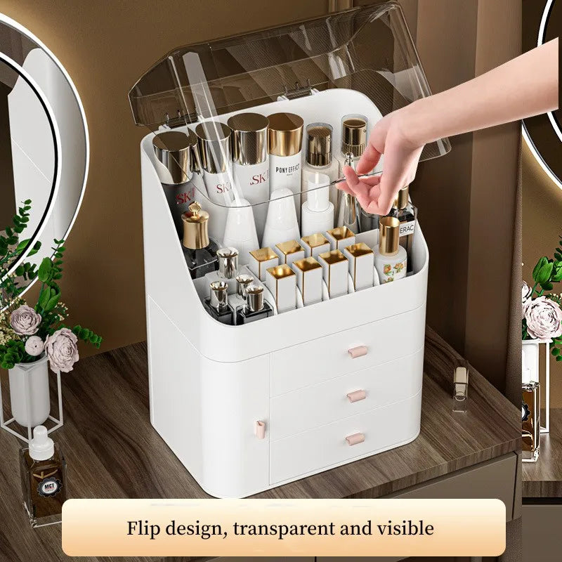 Multifunctional Cosmetic Box Transparent Makeup Jewelry Drawer Organizer Home Storage Boxs Travel Cosmetic Organizer