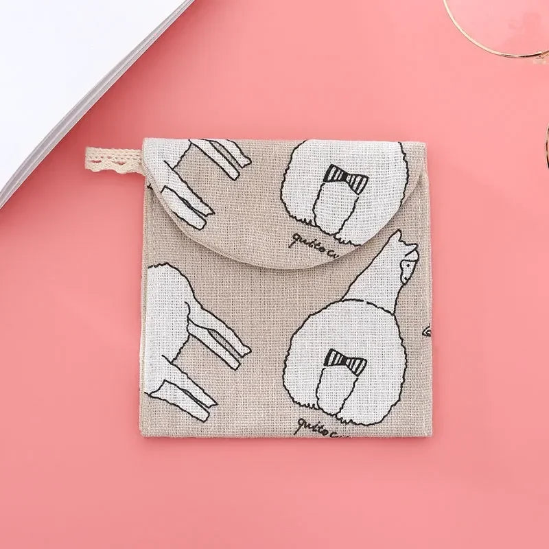Women Cosmetic Organizer Sanitary Napkin Storage Bag Girls Ladies Cute Coin Card Makeup Storage Pouch Small Cosmetic Bags