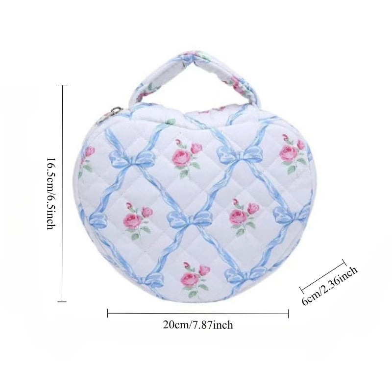 Cosmetic Bag Large Capacity Love Floral Makeup Bag Portable Quilted Quilted Cotton Storage Handbag Travel Portable Toiletry Bags