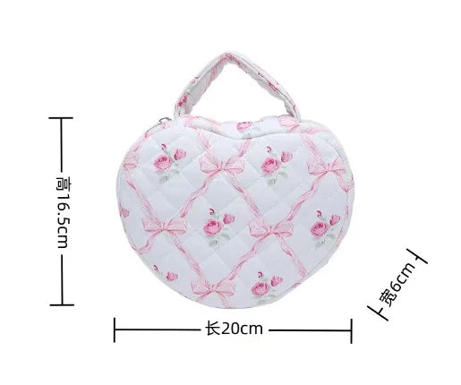 Cosmetic Bag Large Capacity Love Floral Makeup Bag Portable Quilted Quilted Cotton Storage Handbag Travel Portable Toiletry Bags
