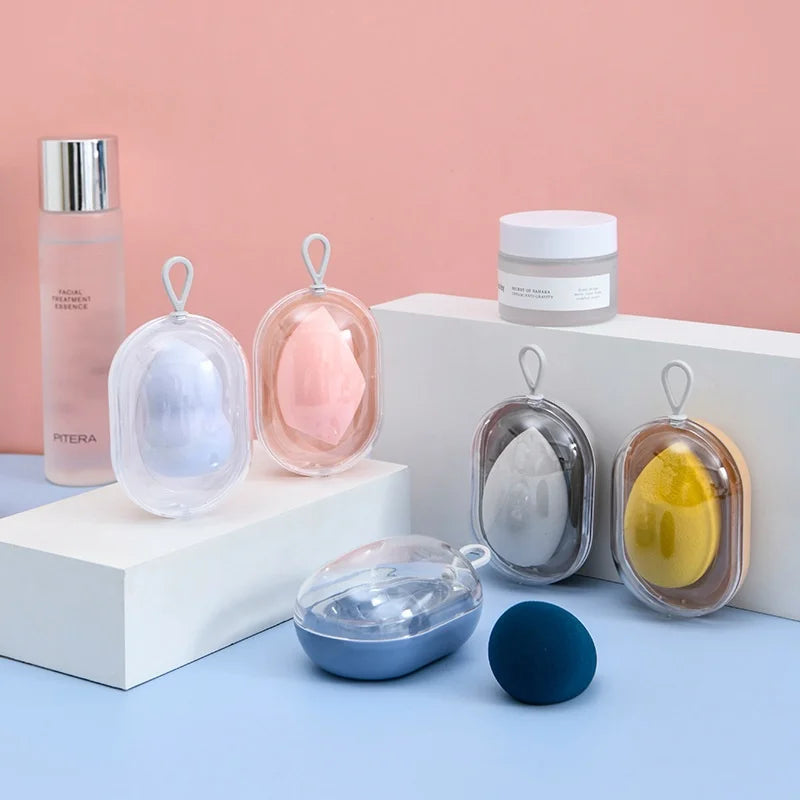 Cosmetic Egg With Storage Box Beauty Sponge Stand Storage Case Dry And Wet Powder Puff Box Blender Puff Case With Make Up Egg