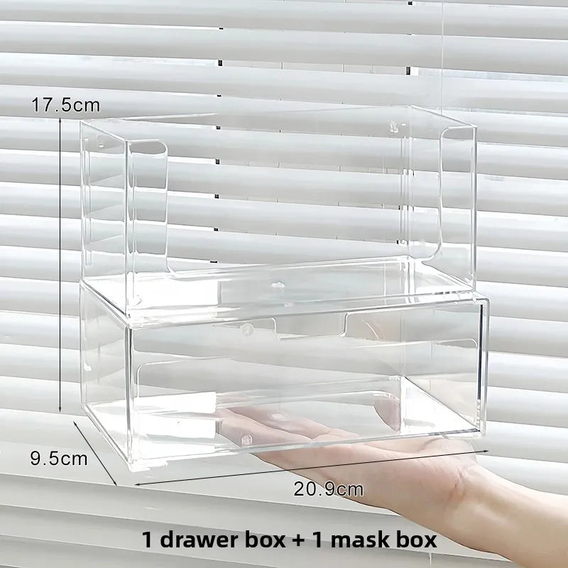 Large Capaci Cosmetic Storage Box Dustproof Desktop Organizer for Skincare Products And Face Masks Transparent Rectangular