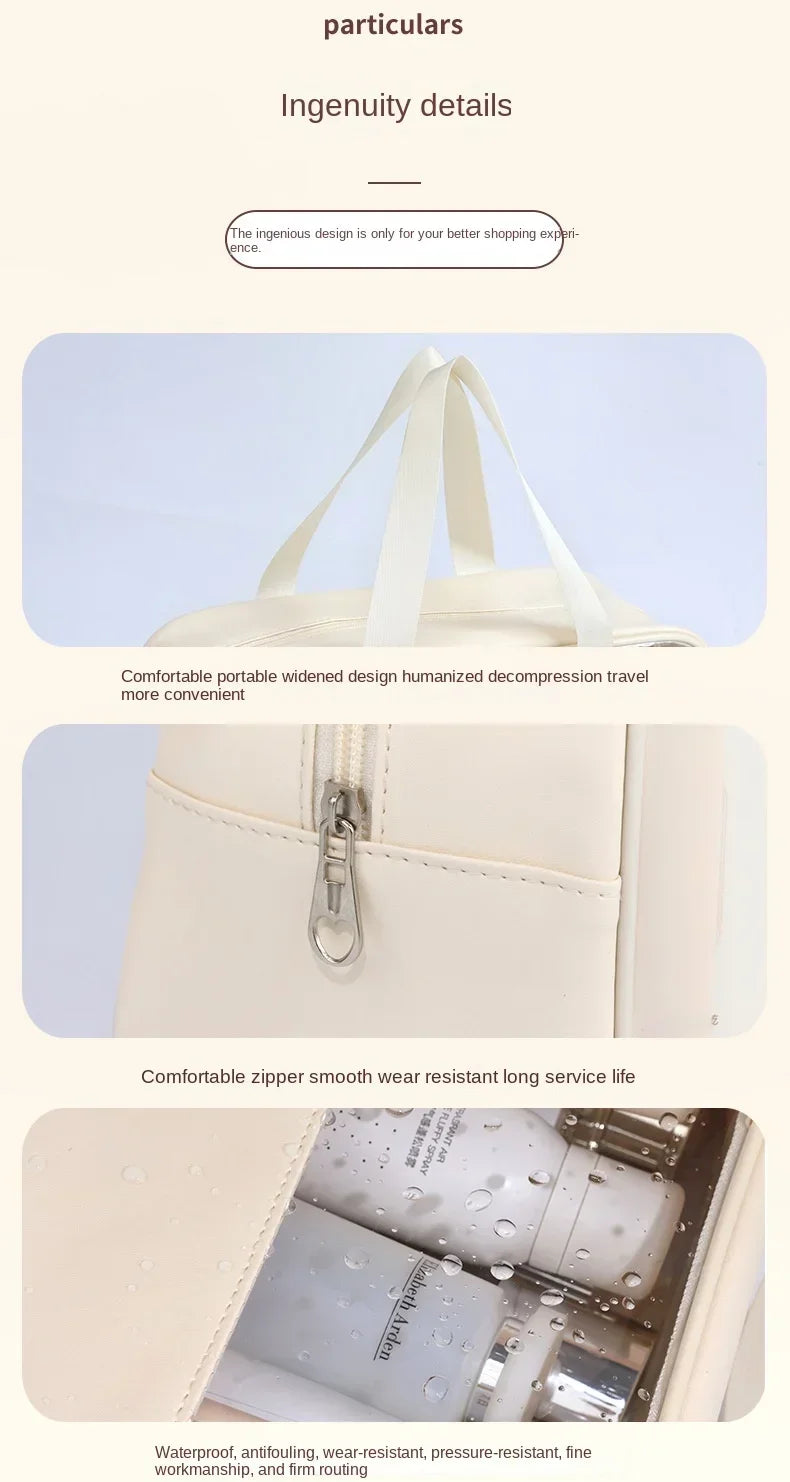 Waterproof Cosmetic Bag Portable Portable Cosmetic Storage Bag Large Capacity Pu Transparent Wash Bag Travel Storage Bag