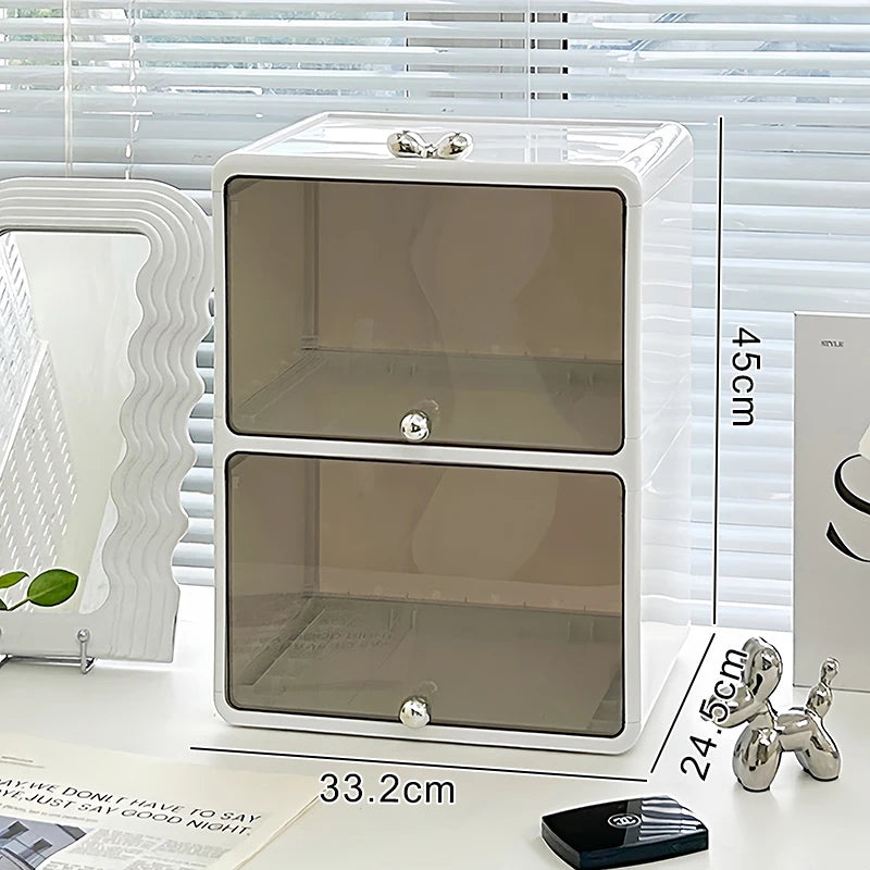 Large Capaci Cosmetic Storage Box Dustproof Desktop Organizer for Skincare Products And Face Masks Transparent Rectangular