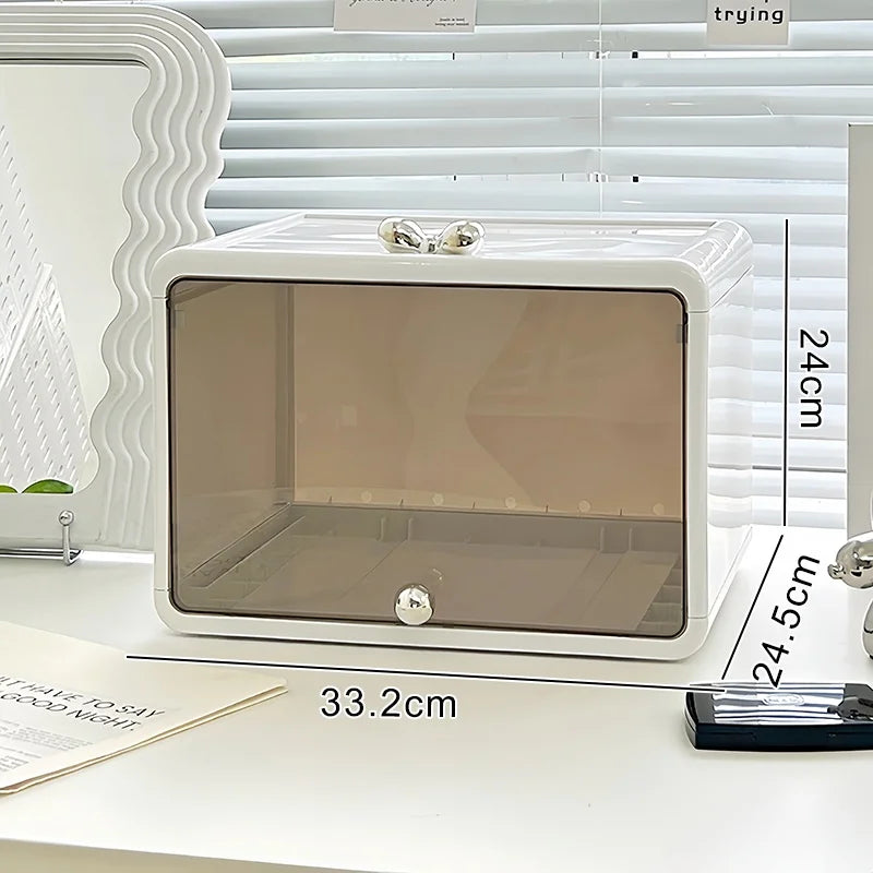 Large Capaci Cosmetic Storage Box Dustproof Desktop Organizer for Skincare Products And Face Masks Transparent Rectangular
