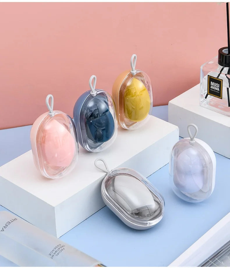 Cosmetic Egg With Storage Box Beauty Sponge Stand Storage Case Dry And Wet Powder Puff Box Blender Puff Case With Make Up Egg